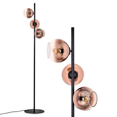 HOFSTEIN Cesaro Stehlampe aus Metall/Glas Schwarz/Kupferfarben/Klar Stehleuchte