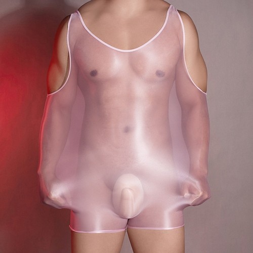 Sexy Lingerie Bodysuit Oil Shiny Men's Glossy Sheer Jumpsuit Underwear - Picture 5 of 17