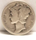 USA, 1942-P Mercury Dine, silver, Fine, NR, 4-22