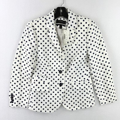 J.Crew Schoolboy Blazer Womens 00 White Polka Dot Linen Jacket NEW
