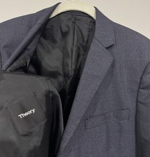 Theory Men's Rodolf Kemp Slim Fit Blazer Jacket Blue Micro check Sz 36
