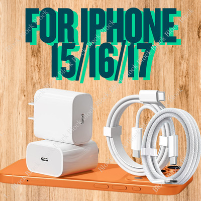 2PACK For iPhone 17 17 Air 16e 15 PD 20W USB C Fast Charger Block Type C Cable