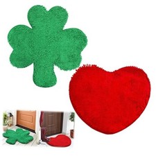  2 Pcs 20x24in Heart Rug 26x27in St. Patrick's Day Shamrock Heart Shamrock