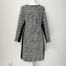 NWOT Lauren Ralph Lauren Sheath Dress Size 14P Black Ruching Elegant Bodycon