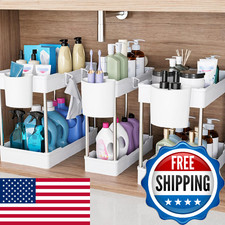 Jysmyws 3 Pack Under Sink Organizers And Storage 2 Tier Cabinet Organizer Shelf