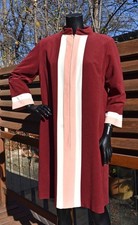 vintage Vanity Fair burgundy stripe velour half zip house coat lounger robe 16 L
