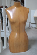 Vintage Mid Century Solid Wood Lifesize Female Size 8 Torso Mannequin - No Stand