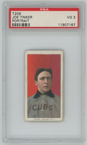 1910 T206 JOE TINKER CUBS PSA 3 VG