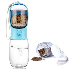 Portable Dog Water Bottle with Food Container,15oz Leak-Proof Pet Water Dispe...