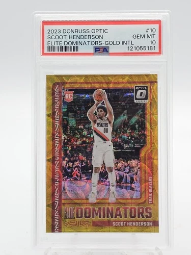 SCOOT HENDERSON 2023-24 OPTIC ELITE DOMINATOR ROOKIE GOLD INTL /10 PSA 10 Q0537