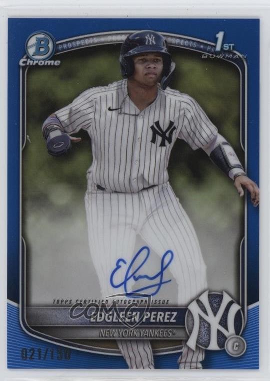 2025 Bowman Chrome Prospect Blue Refractor /150 Edgleen Perez #CPA-EPZ Auto 1mq2