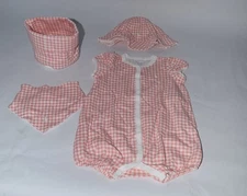 NWT! Baby Infant Ralph Lauren Pink White Checker Set Bodysuit Hat Bib Newborn-9M