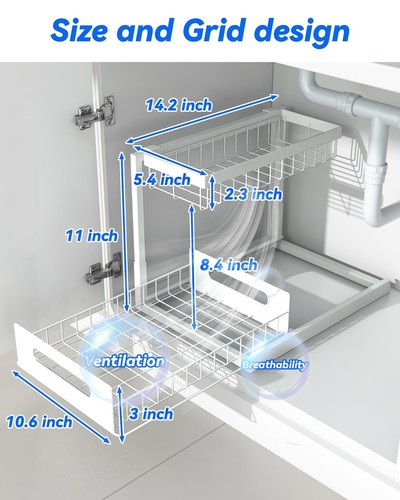 Under Sink Organizers Metal Pull Out Under Sink Organizers And Storage Shelves W - Picture 7 of 7