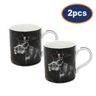 2pcs Majestic Black Lioness with Crown 350ml Ceramic Mug Coffee Microwave Safe