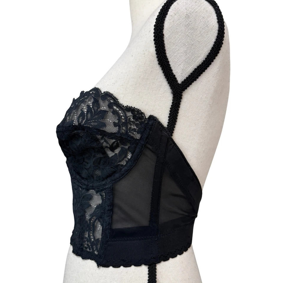Vintage Fleur de Lace by Smoothie Black Lace Bustier 36Cc - Image 4 of 4