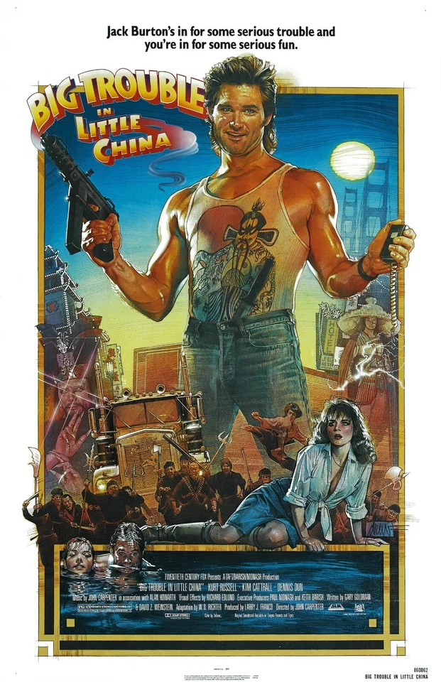 Big Trouble In Little China movie poster, Kurt Russell, John Carpenter - 11 x 17