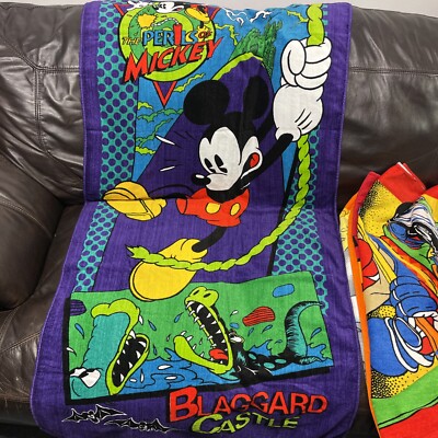 Vintage Perils of Mickey Disney Franco Towel Blaggard Castle Rare! 57 x30 