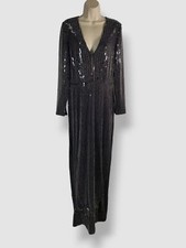  3300 Pamella Roland Women's Black Studded Sequined Gown Dress Size 10