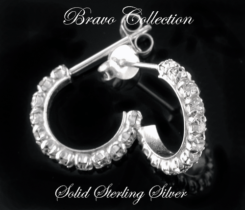 Finely Made Solid Sterling Silver Cubic Zirconia New Stud Earrings 3H-047 - Bild 1 von 2