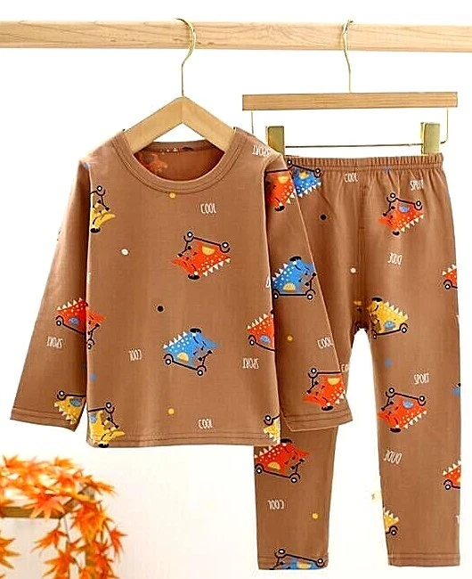 Conjunto de pijama para niños - Ropa de dormir de algodón orgánico de manga larga para niños y niñas (2-5 años) Foto 3 de 4