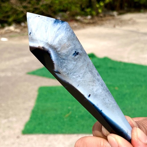 139G Natural Black striped agate Magic Wand Pointed Stele Point Treatment - 第 4/22 張圖片