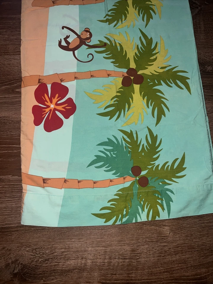 Monkey coconut tree floral bright king Set 2 pillow cases All Cotton Bedding VGC - Image 4 of 4