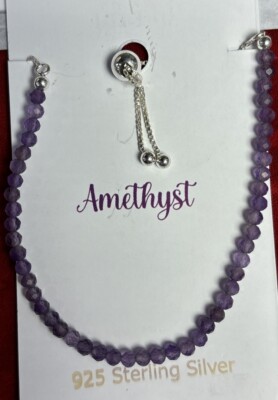 Armband 925 Sterling Silber Amethyst verstellbar 