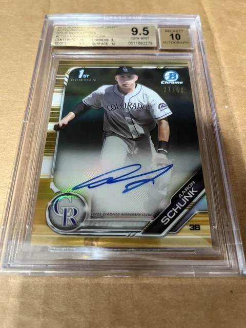 Aaron Schunk 2019 Bowman Chrome 1st Gold Refractor /50 BGS 9.5 With 2 10 Auto 10