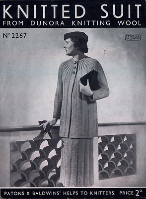 Vintage '30's Patons & Baldwins Knitting Leaflet - Knitted Suit - U.K.