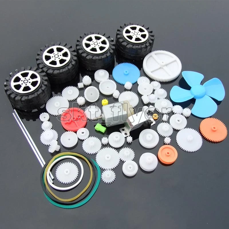 62pcs Plastic Gear Gearbox 130 Motor Wheel Car Robot Belt Pulley Fan RC Part - Image 2 of 2