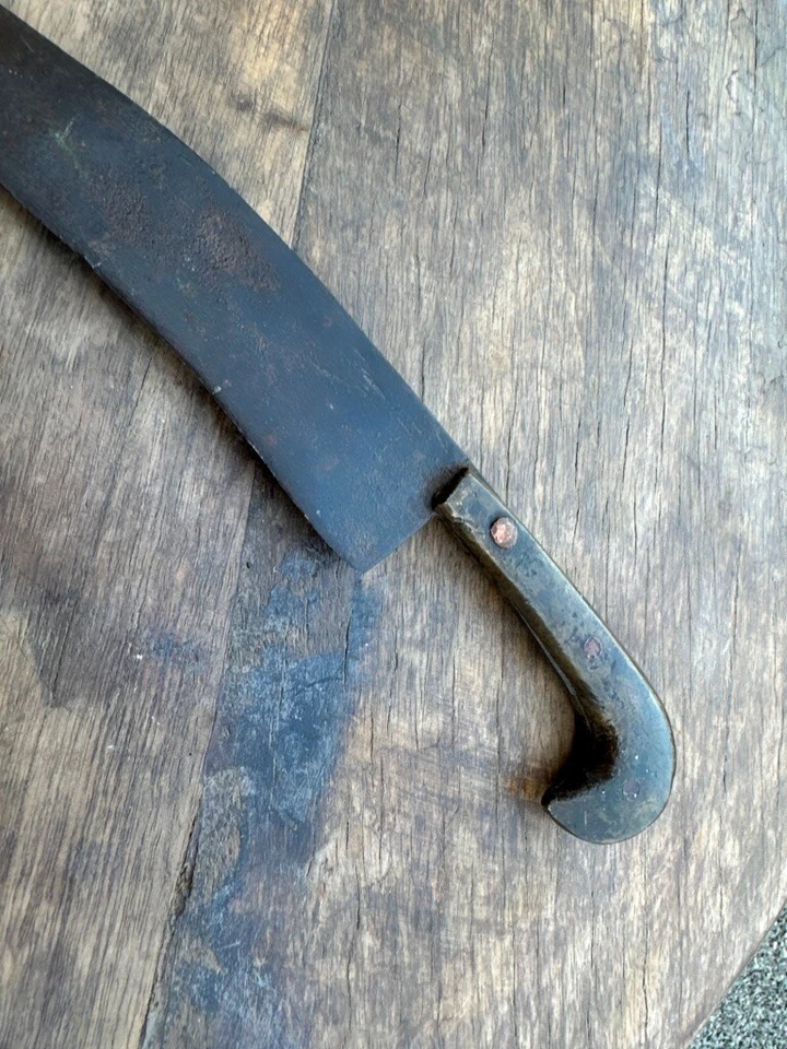 Cuchillo espada daga mogol hoja de acero mango de latón antiguo 1800 Foto 3 de 4
