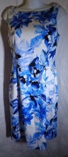 Chaps sz 6 sheath dress white blue flower print