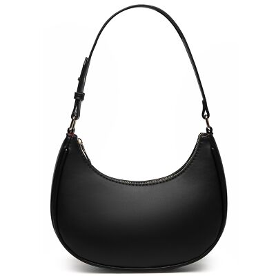 Retro Classic Clutch Shoulder Tote HandBag with Zipper Closure for Women (Black)