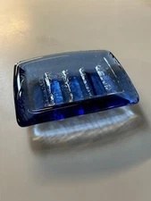 Fire And Light Cobalt Blue Soap Trinket Dish Recycled Art Glass 6.5” X 4.5”