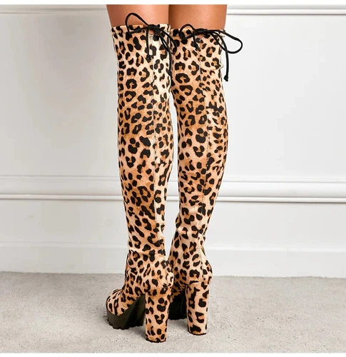 Mujeres Botas hasta el muslo Invierno Tacones altos Sobre la rodilla Botas Otoño Zapatos - Imagen 22 de 26