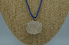 White Sea Glass Pendant: Large Oval Shape P 166 