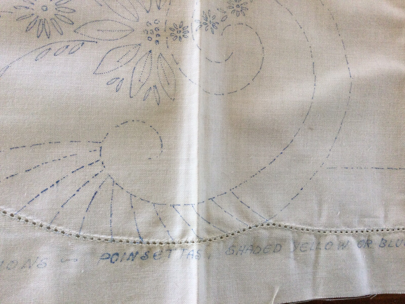 Vintage Dresser Scarves To Embroider Roses And Poinsettias Lot Of 2. No