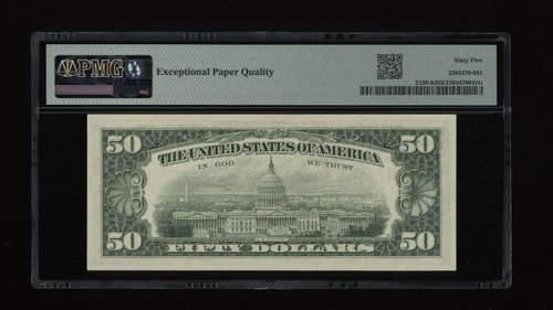 DBR 1981 $50 FRN Dallas Gem Fr. 2120-K PMG 65 EPQ Serial K00643285A - Picture 2 of 2