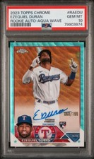 2023 Topps Chrome Update Ezequiel Duran Rookie RC Aqua Wave Auto #/199 PSA 10