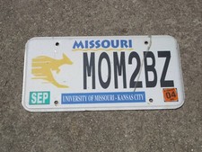 University of Missouri License Plate MO MOM 2 BZ Kansas City Roos Basketball