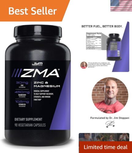 90 Count ZMA JYM: Zinc & Magnesium Capsules with Bioperine for Muscle Strength