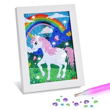 White Unicorn Diamond Art Kit For Kids Full Drill Embroidery Cross Stitch DIY