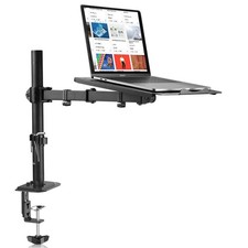 Adjustable Single Laptop Notebook Desk Mount Arm Ventilated Tray 17" 22 Lb