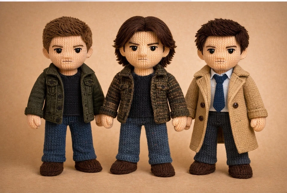 Supernatural Knitted Knitting Patterns Only 25cm Bundles Dean Sam Winchester
