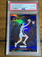 Caitlin Clark 2024 Panini Prizm Fireworks Blue Prizm #/49 PSA 10 Gem Rookie RC 