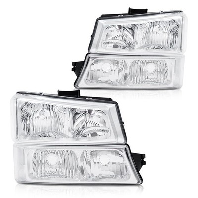 03-06 Chevy Silverado 1500 2500 3500 HD Avalanche Headlights Clear Chrome Lens