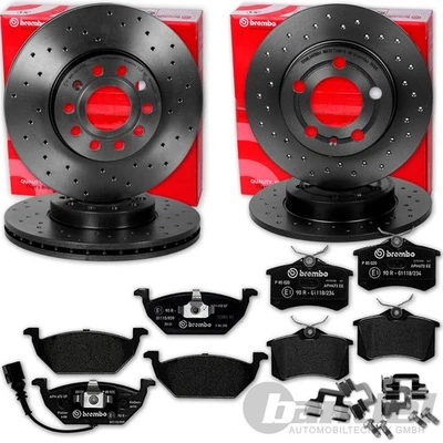 BREMBO Perforé Disques de Frein + Revêtements Avant+Arrière pour VW Golf 5 6 - Photo 1/4