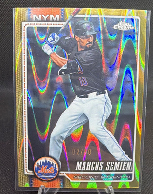 Marcus Semien Gold Ray Wave Numbered /50 Topps 2026 Chrome New York Mets #281