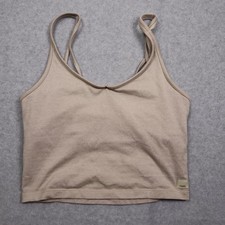 Vuori Halo Tank Top Womens Small Beige Scoop Neck Strappy Performance Cropped