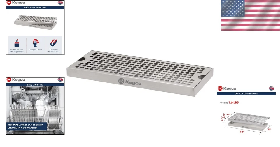 Bandeja de goteo contemporánea de montaje en superficie con parrilla desmontable - Acero inoxidable de 12" Foto 2 de 4